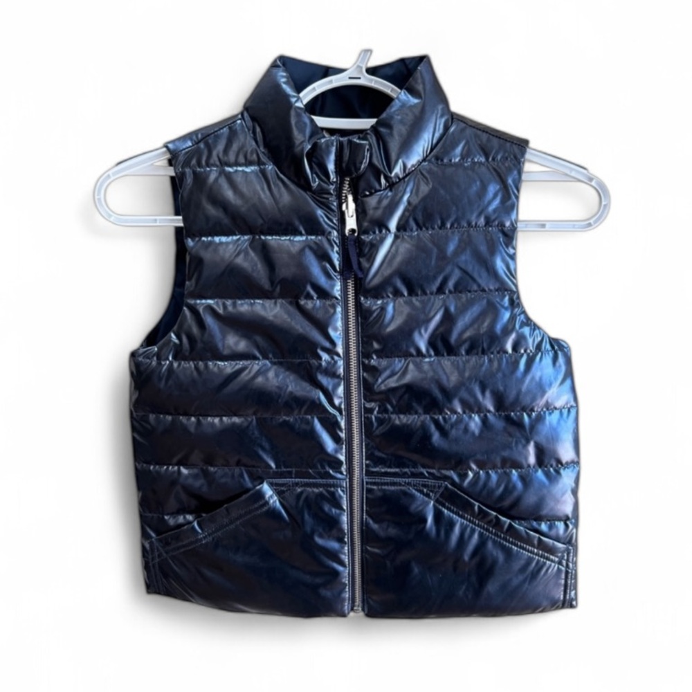 J Crew Crewcuts Reversible Shiny Blue Puffer Vest Sz S